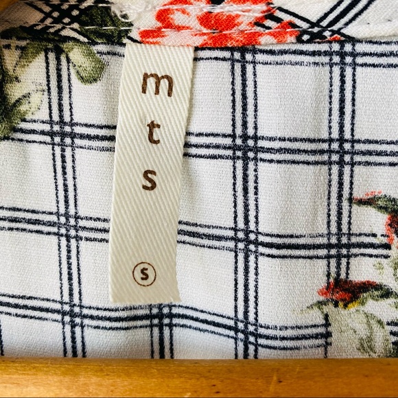 Mts Women's Black and White Floral Blouse Top S - Picture 2 of 4